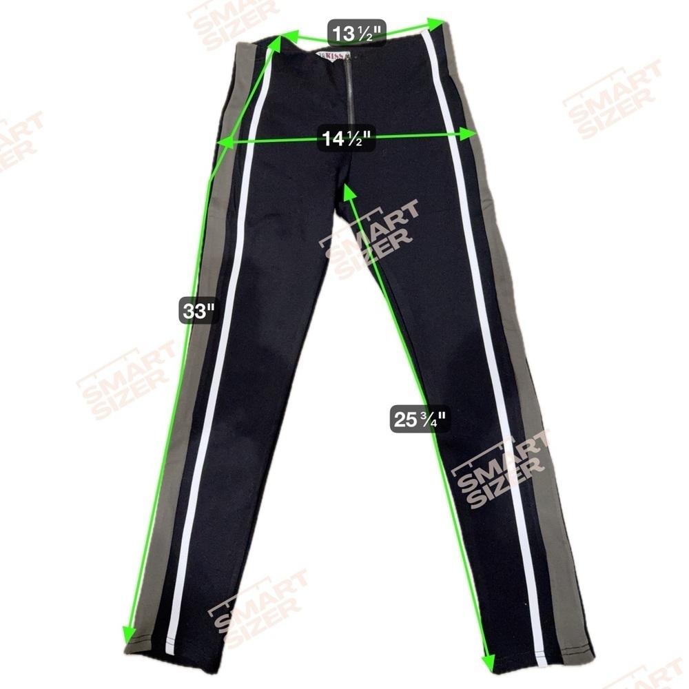 1st Kiss Girls Leggings - Black with White and Gray Stripes. Size S - Picture 4 of 4